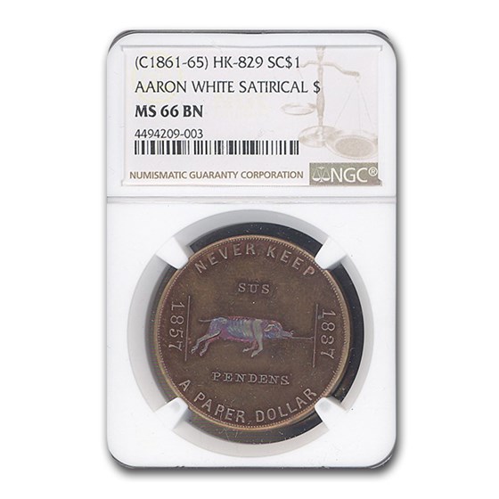 C1861-65 Aaron White Satirical Dollar HK-829 MS-66 NGC (Brown) C1861-65 Aaron White Satirical Dollar HK-829 MS-66 NGC (Brown)